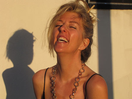 Heather wearing the LifeChain for the first time