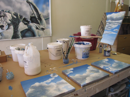 Sky Paintings in the studio, July 2009, San Diego Sky Paintings in the studio, July 2009, San Diego