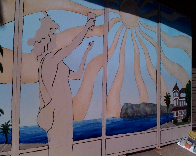 Cafe Mundo mural painting Cafe Mundo mural painting