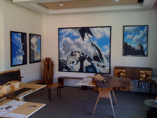 Paintings by John Hiemstra, furniture by Joe Bedford