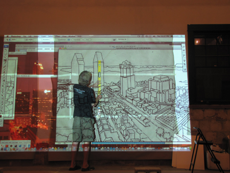 cityscape mural drawing in San Diego