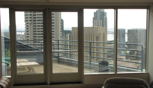 left windows, vertical blind mural