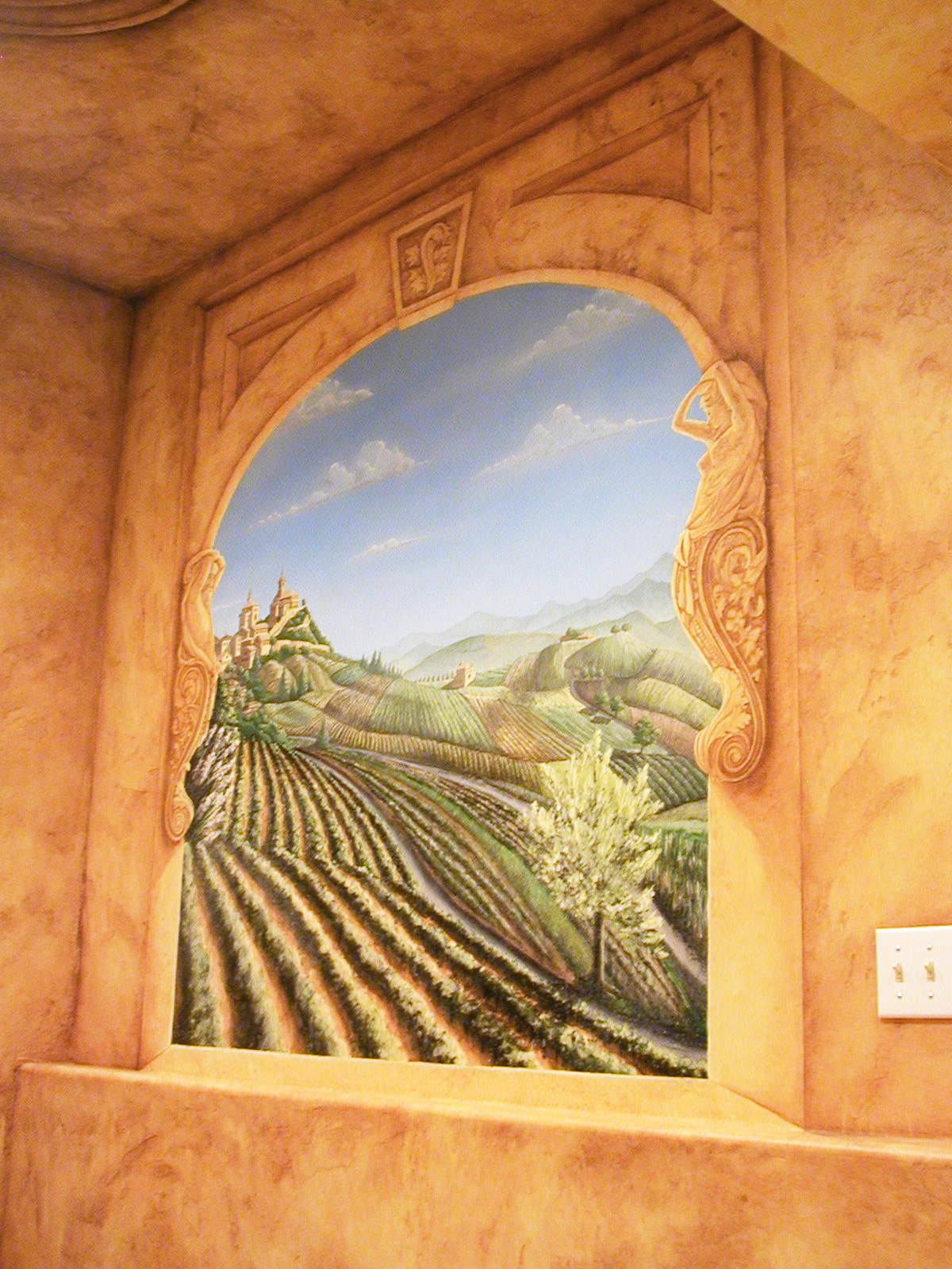 Wall mural | Tuscan wine room with a view Wall mural | Tuscan wine room with a view