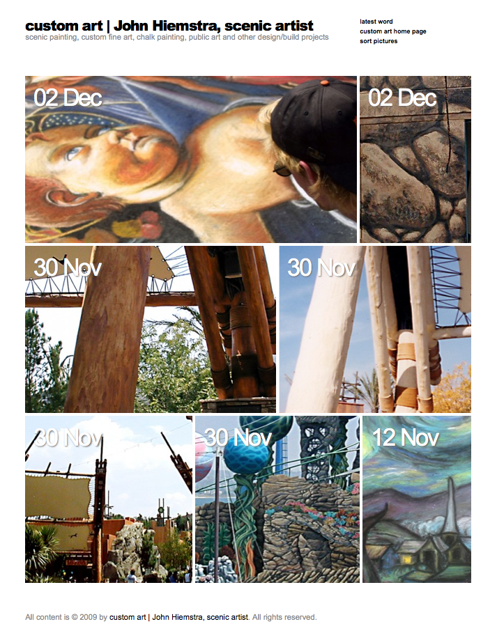 Custom art portfolio screenshot