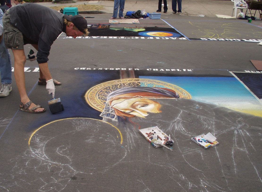 Chalk painting Little Italy San Diego 2002 Chalk painting Little Italy San Diego 2002