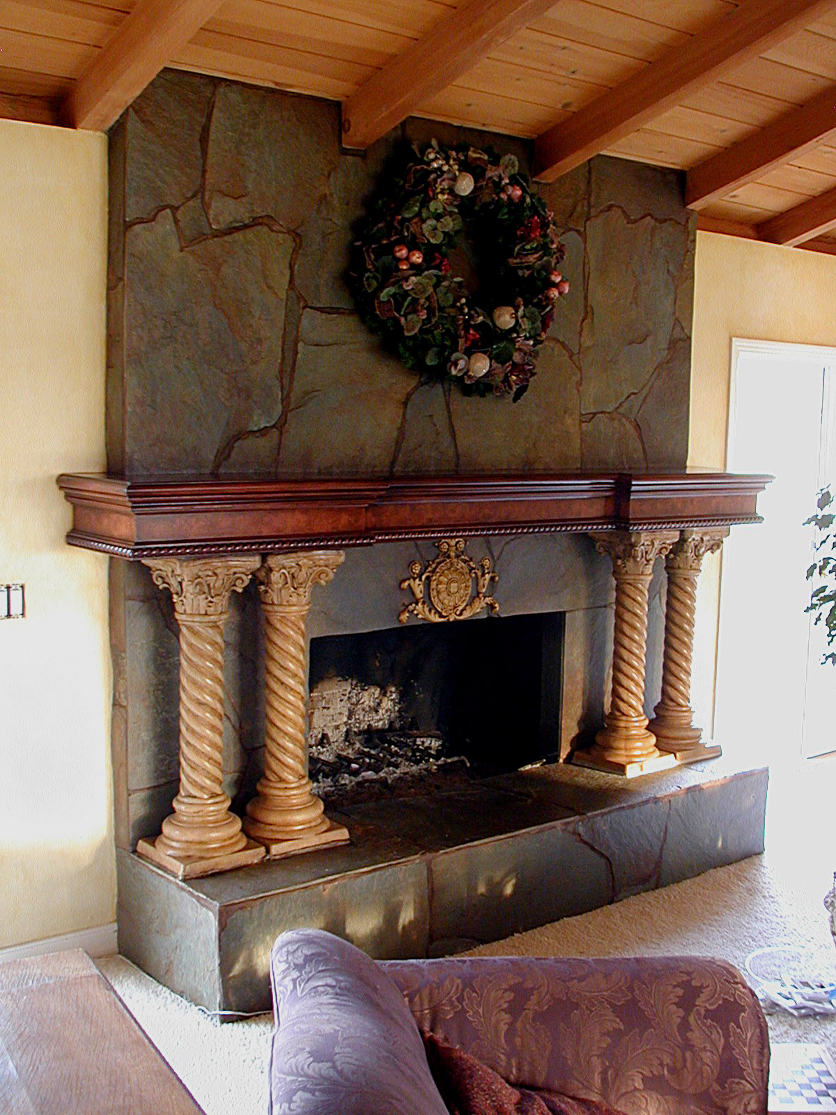 Faux finish foreplace mantel and surround
