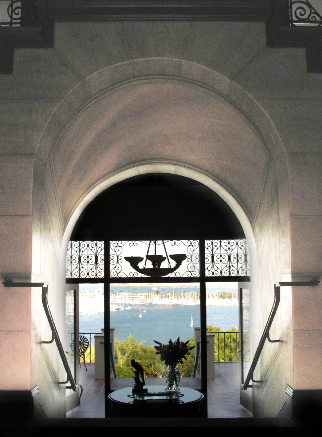 Painted faux stone grand archway