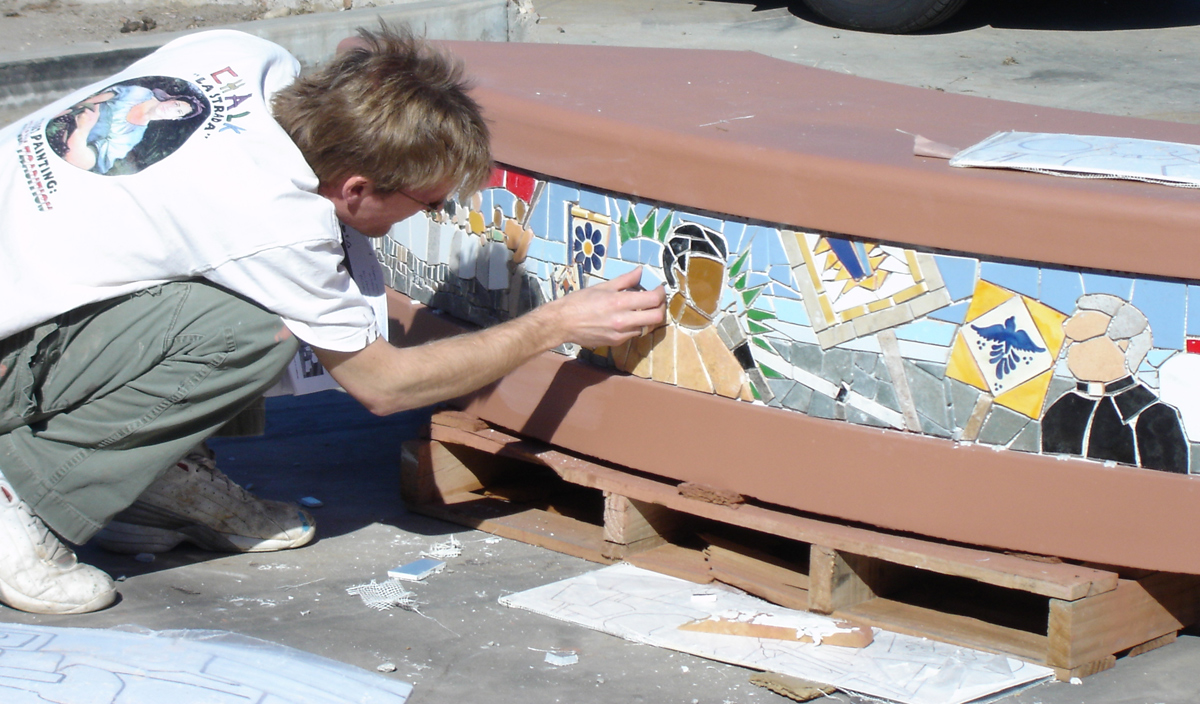 Cesar Chavez tile mosaic installation