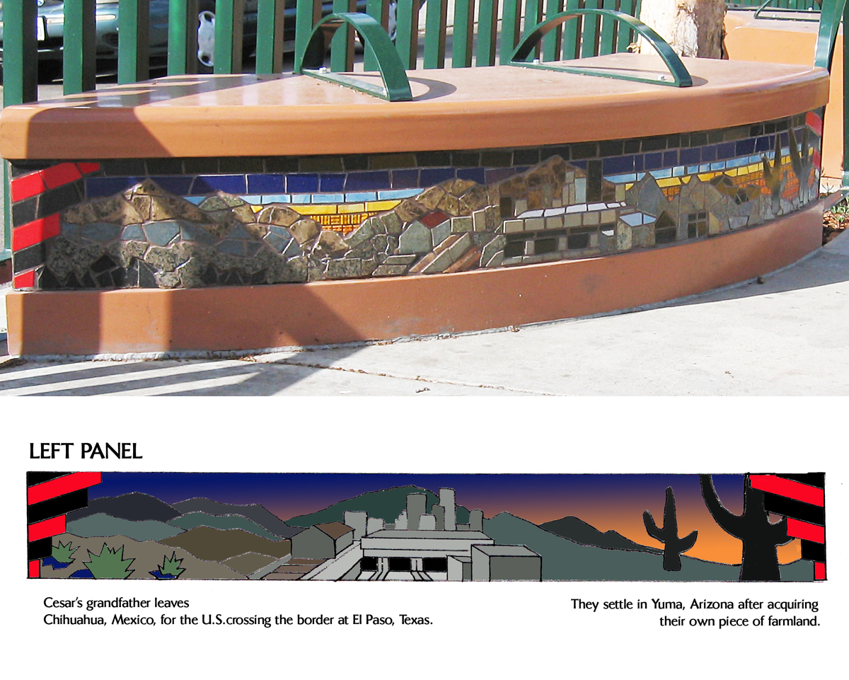 Cesar Chavez tile mosaic mural panel 1