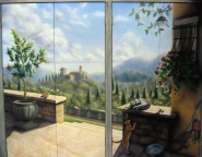 Tuscan landscape mural doors